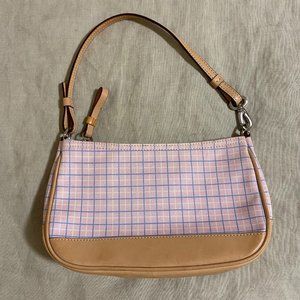 Coach Mini Purse Blue and Pink Plaid Pattern